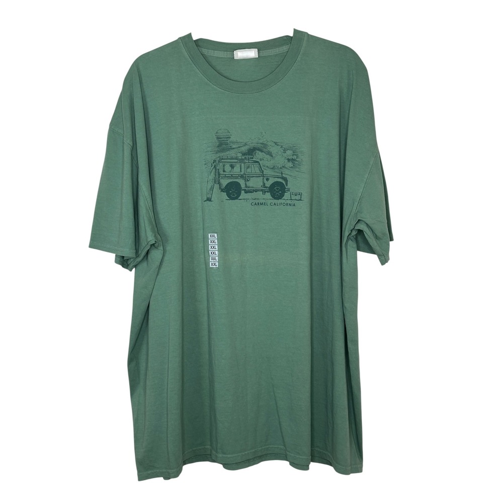 Techstyles T-Shirt XXL Sage Green Carmel California Surf Graphic Tee New